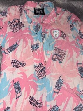 Barbie by BoxLunch Pink & Light Blue Button-Down Shirt
